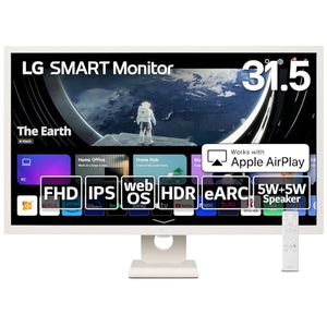 (中古品) LG スマートモニター / 32SR50F-W/MyView Smart Monitor / 31.5インチ フルHD/webOS/IPS/sRGB 99% / ハーフグレア / 5W+5Wスピーカー / AirPlay 2 / Miracast/USB Type-A/HDMI（eARC） / スリムデザイン/ 3辺フレームレス / ホワイト / 安心・無輝点
