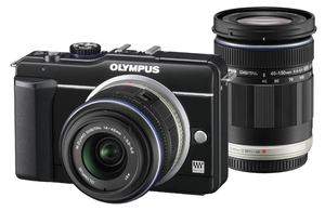 (中古品) OLYMPUS ミラーレス一眼 E-PL1s ダブルズームキット ブラック E-PL1s TKIT BLK