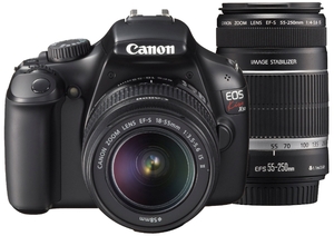(中古品) Canon デジタル一眼レフカメラ EOS Kiss X50 ダブルズームキット EF-S18-55ｍｍ/EF-S55-250ｍｍ付属 ブラック KISSX50BK-WKIT