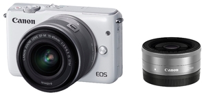 (中古品) Canon ミラーレス一眼カメラ EOS M10 ダブルレンズキット(ホワイト) EF-M15-45mm F3.5-6.3 IS STM EF-M22mm F2 STM 付属 EOSM10WH-WLK