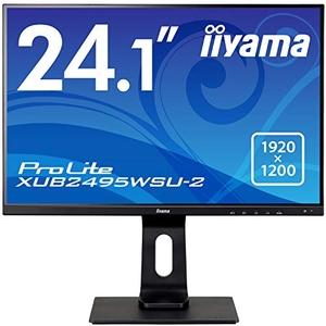 (中古品) iiyama モニター ディスプレイ XUB2495WSU-B2(24.1型/1920×1200(WUXGA)/昇降/ピボット/スウィーベル/IPS/DPHDMID-Sub)