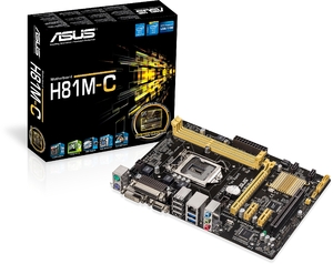 (中古品) ASUS H81M-C, Intel H81, 1150, Micro ATX, 2 DDR3, USB3, Parallel Port