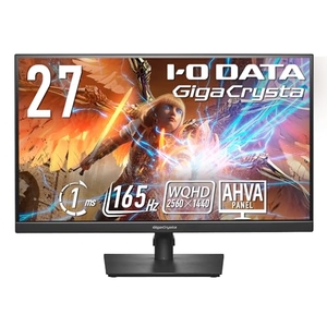 (中古品) アイ・オー・データ IODATA ゲーミングモニター 27インチ GigaCrysta WQHD 1ms 165Hz AHVAパネル (HDMI×2/DisplayPort×1/スピーカー付/メーカー保証/土日サポート/日本メーカー) EX-GCQ271HA