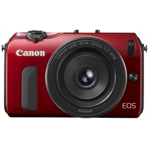 (中古品) Canon ミラーレス一眼カメラ EOS M レンズキット EF-M22mm F2 STM付属 レッド EOSMRE-22STMLK