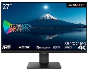 (中古品) JAPANNEXT 4K HDR対応 27ｲﾝﾁ JN-IPS2708UHDR HDMI DP sRGB100% DCI-P3 97% PIP/PBP対応