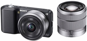 (中古品) ソニー SONY ミラーレス一眼α NEX-3 ダブルレンズキット ブラック NEX-3D/B