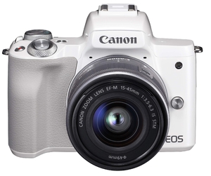 (中古品) Canon ミラーレス一眼カメラ EOS Kiss M 標準ズームキット ホワイト EOSKISSMWH-1545ISSTMLK
