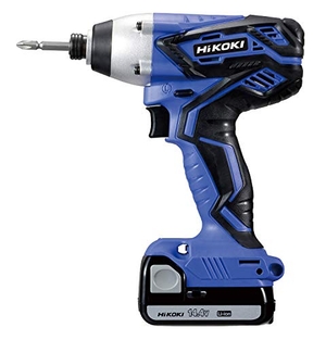 (中古品) HiKOKI(ハイコーキ) 14.4V コードレスインパクト ドライバ ブルー 1.3Ah バッテリ2本・充電器・ケース付 FWH14DGL(2LEGK)