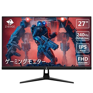 (中古品) ゲーミングモニター 240Hz 27インチ ディスプレイ LED FHD 1920x1080/非光沢/IPSパネル/超薄型/HDR(標準輝度:400cd/？)/1ms/FreeSync/HDMI/DisplayPort/スピーカー内蔵 Z-EDGE UG27PJ-N