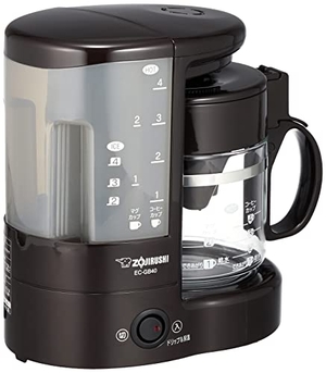 (中古品) 象印 コーヒーメーカー 4杯用 ガラス容器 外して洗える水タンク ペーパーフィルター 珈琲通 ダークブラウン EC-GB40-TD