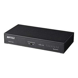(中古品) バッファロー BUFFALO Giga対応 金属筐体 電源内蔵 8ポート LSW6-GT-8NS/NBK ブラック スイッチングハブ 簡易パッケージ マグネット 壁掛け設置対応