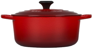 (中古品) ル・クルーゼ(Le Creuset) 鋳物 ホーロー 鍋 ココット・ロンド 26 cm チェリーレッド ガス IH オーブン 対応 【日本正規販売品】