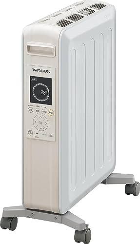 (中古品) CORONA(コロナ) オイルレスヒーター 【日本生産】 ノイルヒート 8畳まで 足元 暖房器具 省エネ 速暖 ecoモード タイマー付 軽量 フロアLED リモコン付 ホワイトベージュ DHS-1222(CW)