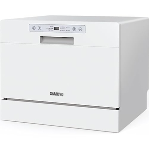 (中古品) SAMKYO 食器洗い乾燥機 食洗機 工事不要 大容量 家庭用 5人用 32点 熱風送風乾燥 食洗器 食器洗浄機 折りたたみ給水バケツ付き ホワイト