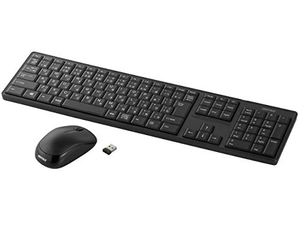(中古品) BUFFALO 無線(2.4GHz)キーボード&amp;静音マウスセット ブラック BSKBW100SBK
