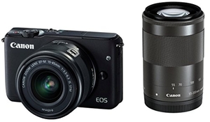 (中古品) Canon ミラーレス一眼カメラ EOS M10 ダブルズームキット(ブラック) EF-M15-45mm F3.5-6.3 IS STM EF-M55-200mm F4.5-6.3 IS STM 付属 EOSM10BK-WZK