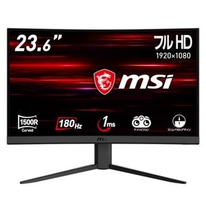 (中古品) MSI 湾曲ゲーミングモニター G24C4 E2 23.6インチ/フルHD/VAパネル/180Hz/1ms/Adaptive Sync/HDMI/DP/メーカー