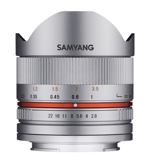 (中古品) SAMYANG 単焦点魚眼レンズ 8mm F2.8 II シルバー キヤノン EOS M用 APS-C用
