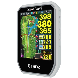 (中古品) Shot Navi(ショットナビ) Granz WH ゴルフGPS タッチパネル どでか文字 超軽量54g 日本製 最新鋭GPSチップ搭載 みちびきL1S対応 競技モード 高低差 充電式 白 S