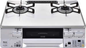 (中古品) リンナイ ガステーブル ラクシエ プロパンガス（LPG）用 左強火力 RTS65AWK3RG-WL ココットプレート付属