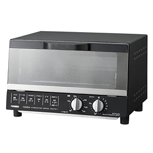 (中古品) ツインバード 燕三条 トースター オーブントースター 4枚焼き タイマー15分 ハーフミラーガラス 天板付 【メーカー保証】ブラック TS-4185B