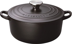 (中古品) ル・クルーゼ(Le Creuset) 鋳物 ホーロー 鍋 ココット・ロンド 18 cm マットブラック ガス IH オーブン 対応 【日本正規販売品】