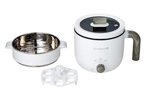 (中古品) KEVNHAUN ケヴンハウン 一人用鍋からゆで卵まで調理可能電気丸ポット レシピブック付 エッグマイスター せいろ せいろがついているので、温野菜が簡単に作れる 蒸す間にゆで卵を同時進行で作る事ができる オリジナルレシピ付 蒸し皿、エッグスタンドがついている...