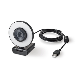 (中古品) エレコム Webカメラ オートフォーカス 200万画素 60FPS Full HD LEDリングライト搭載 プライバシーシャッター付 ブラック UCAM-CX20ABBK
