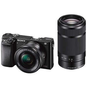 (中古品) ソニー ミラーレス一眼 α6000 ダブルズームレンズキット E PZ 16-50mm F3.5-5.6 OSS + E 55-210mm F4.5-6.3 OSS ブラック ILCE-6000Y B 57,703円