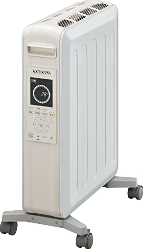(中古品) CORONA(コロナ) オイルレスヒーター 【日本生産】 ノイルヒート 8畳まで 足元 暖房器具 省エネ 速暖 ecoモード タイマー付 軽量 フロアLED リモコン付 ホワイトベージュ DHS-1221(CW)