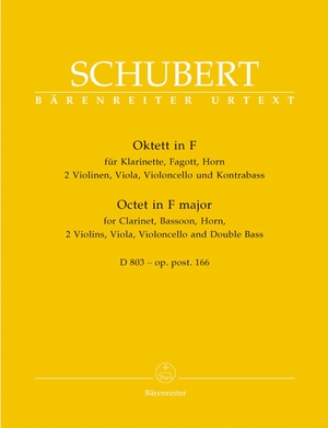 (中古品) シューベルト : 八重奏曲 ヘ長調 Op.166(クラリネット、ホルン、バスーン、バイオリン×2、ビオラ、チェロ、コントラバス)/ベーレンライター社/演奏用パート譜セット