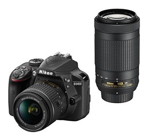 (中古品) Nikon デジタル一眼レフカメラ D3400 ダブルズームキット ブラック D3400WZBK