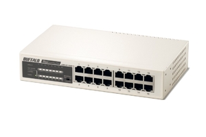 (中古品) BUFFALO Giga対応 金属筺体 電源内蔵 16ポート ホワイト スイッチングハブ LSW3-GT-16NSR
