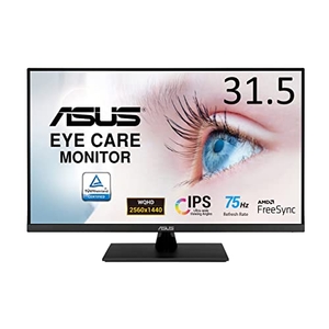 (中古品) ASUS モニター Eye Care VP32AQ 31.5インチ / WQHD(2560 x 1440) / IPS / 100% sRGB / HDR-10 / DP, HDMI / ブルーライト軽減 / フリッカフリー / VESA対応 / 国内正規品