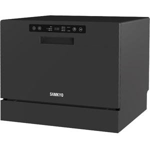 (中古品) SAMKYO 食器洗い乾燥機 食洗機 工事不要 大容量 家庭用 3~5人用 32点 熱風送風乾燥 食洗器 食器洗浄機 折りたたみ給水バケツ付き ブラック