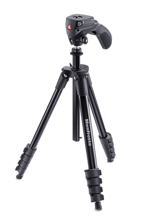 (中古品) Manfrotto 三脚 COMPACT Action フォト・ムービーキット アルミ 5段 ブラック MKCOMPACTACN-BK