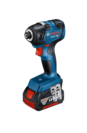 (中古品) Bosch Professional(ボッシュ) 18Vコードレスインパクトドライバー(本体、充電器GAL18V-40、5.0Ahバッテリー(A1850LIB)2個、ベルトフック、キャリングケース付) GDR18V-200 青