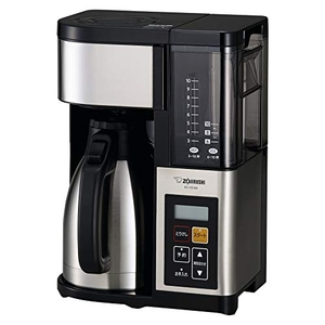 (中古品) 象印 コーヒーメーカー 10杯用 ステンレス容器 外して洗える水タンク ステンレスメッシュフィルター ペーパーフィルター 珈琲通 ステンレスブラック EC-YS100-XB
