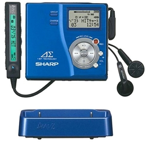 (中古品) シャープ ポータブルMDレコーダー ブルー アウヴィ MD-DR77-A