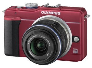 (中古品) OLYMPUS ミラーレス一眼 E-PL1s レンズキット レッド E-PL1s LKIT RED