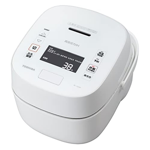 (中古品) 東芝 炊飯器 5.5合 真空圧力IH ジャー炊飯器 真空保温 白米40時間 炎匠 炊き 鍛造かまど備長炭 釜 RC-10VXP(W) ホワイト