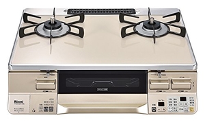 (中古品) リンナイ ガステーブル ラクシエ 都市ガス（13A）用 左強火力 RTS65AWK14RG-CL ココットプレート付属