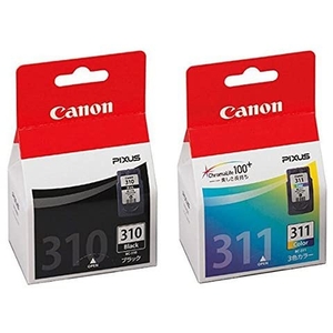 (中古品) 【純正品】CANON FINEカートリッジ BC-310(ブラック) + BC-311(3色カラー)セット