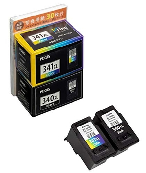 (中古品) Canon 純正 インクカートリッジ BC-341XL+340XL/2MP 4色バリューパック 大容量タイプ 写真用紙30枚付き