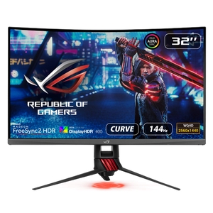 (中古品) ASUS 31.5インチ PS5対応 湾曲ゲーミングモニター XG32VQR WQHD 広視野角178° 144Hz HDR400 FREESYNC 2 HDR DCI-P3 HDMI×2ポート高さ調整 保証