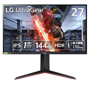 (中古品) LG ゲーミングモニター UltraGear 27GN65R-B 27インチ/フルHD/IPS/144Hz/1ms(GTG)/G-SYNC CompatibleFreeSync Premium/HDR/HDMIDisplayPort/ピボット高さ調節/安心・無輝点保証