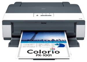 (中古品) EPSON Colorio インクジェットプリンター PX-1001 A3ノビ対応 CD/DVDレーベルプリント対応 4色顔料インク