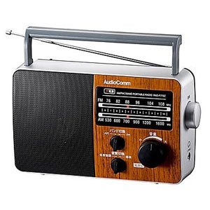 (中古品) オーム電機 ポータブルラジオ 木目 07-7776