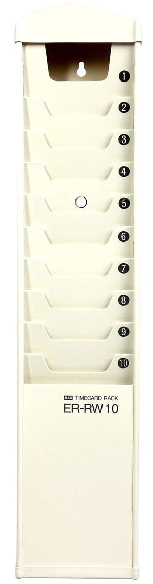 (中古品) マックス タイムカードラック 10名用 ホワイト 壁掛け用木ネジ付き ER-RW10