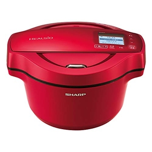 (中古品) シャープ ヘルシオ ホットクック 電気調理鍋 無水鍋 1.6L 2~4人用 スマホ連携 レッド KN-HW16E-R
